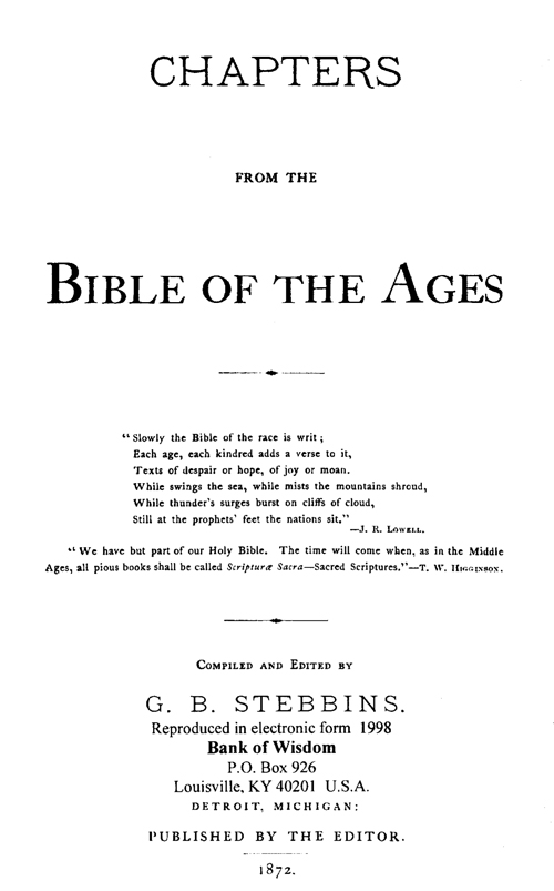 Chapters From the Bible of The Ages